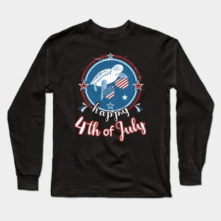 Retro Happy 4th of July Cute Patriot Turtle Long Sleeve T-Shirt